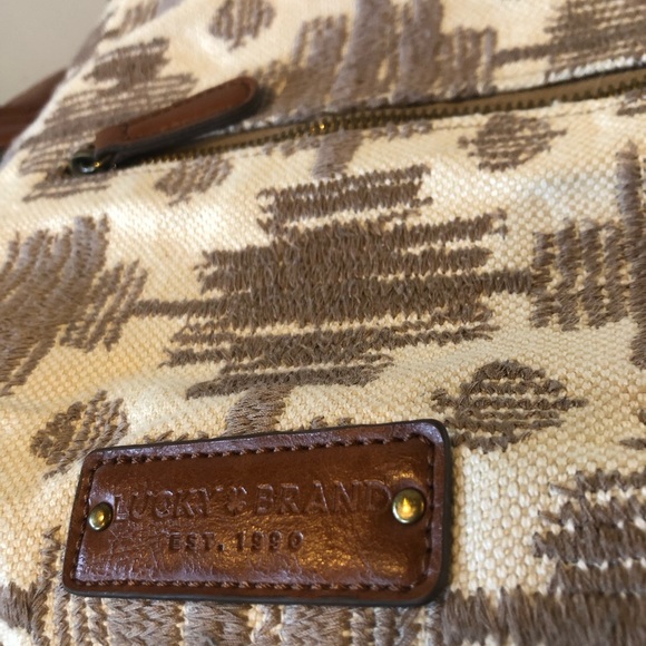 Lucky Brand Great Condition Bucket Bag Purse - Boho Bohemian Linen / Cotton - Picture 2 of 8